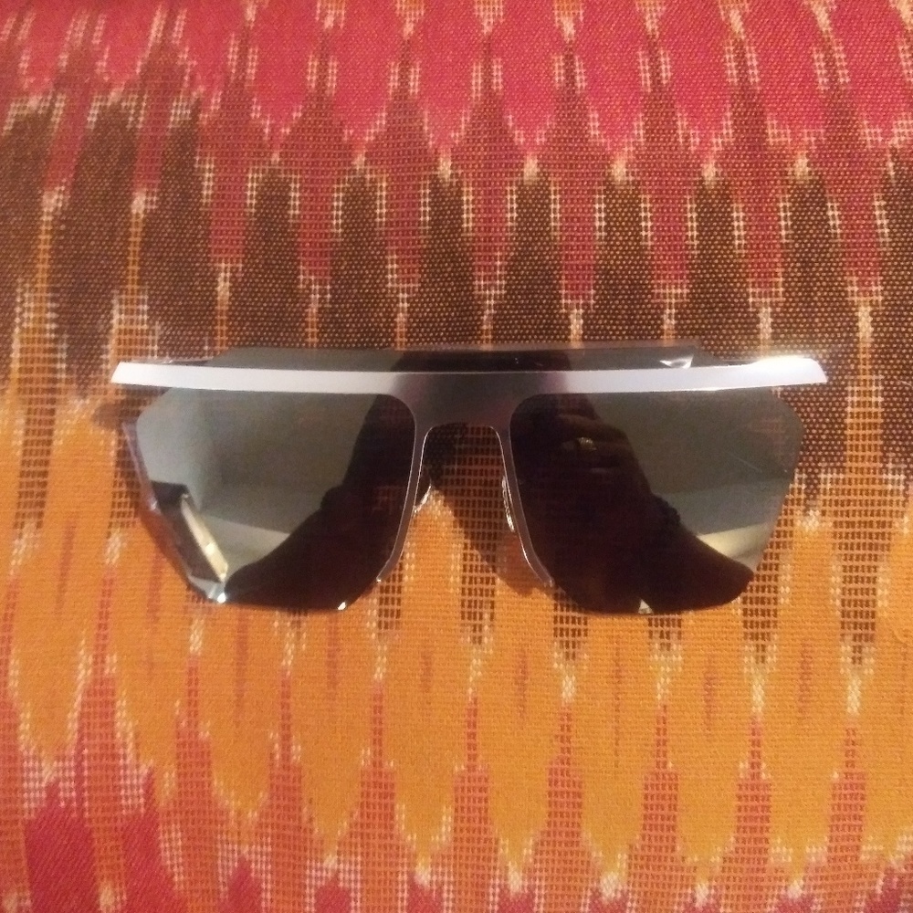 Brown & Gold Mod Aviator Shield Sunglasses